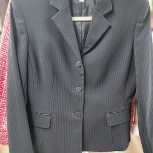 Le Suit Women's Dark Navy Pinstripe Blazer